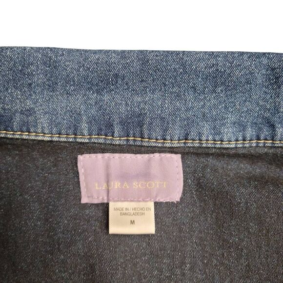 Laura Scott Lightweight Medium Blue Denim Stretchy Jean Jacket - Picture 10 of 12